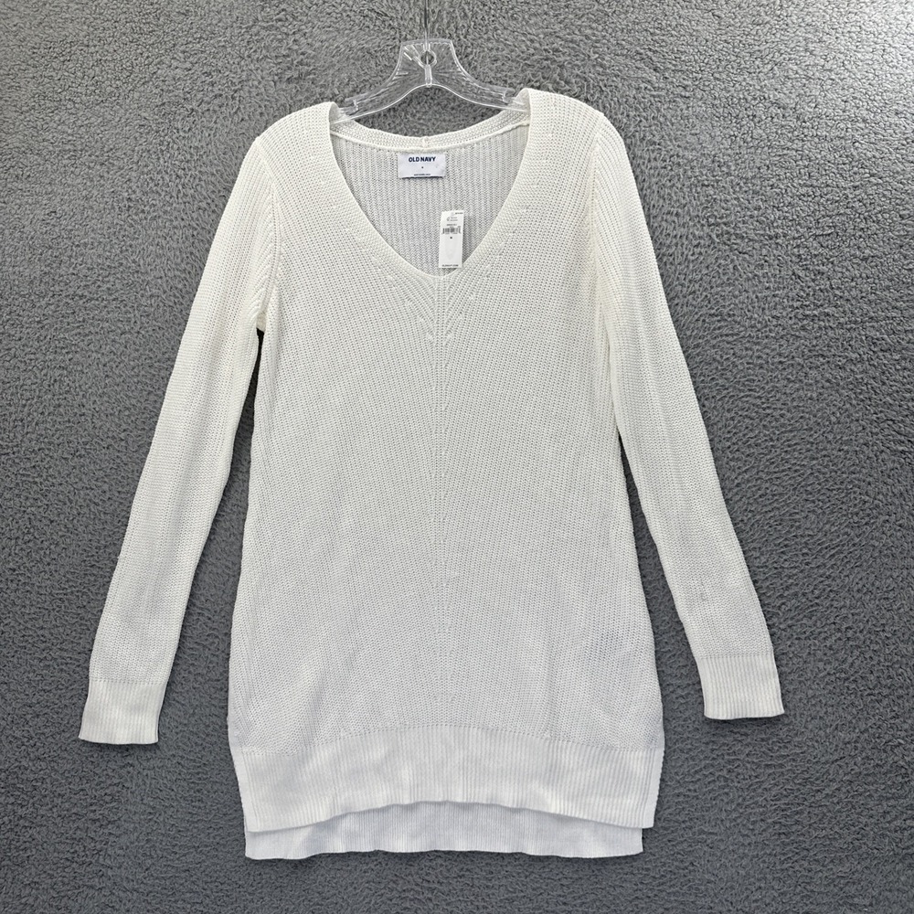 NWT Oldโ Navy Knit Sweater Dress Ivory Capsule Holiday Stretch Women's Medium